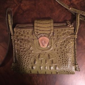 Brahmin Croco Leather Crossbody. Green